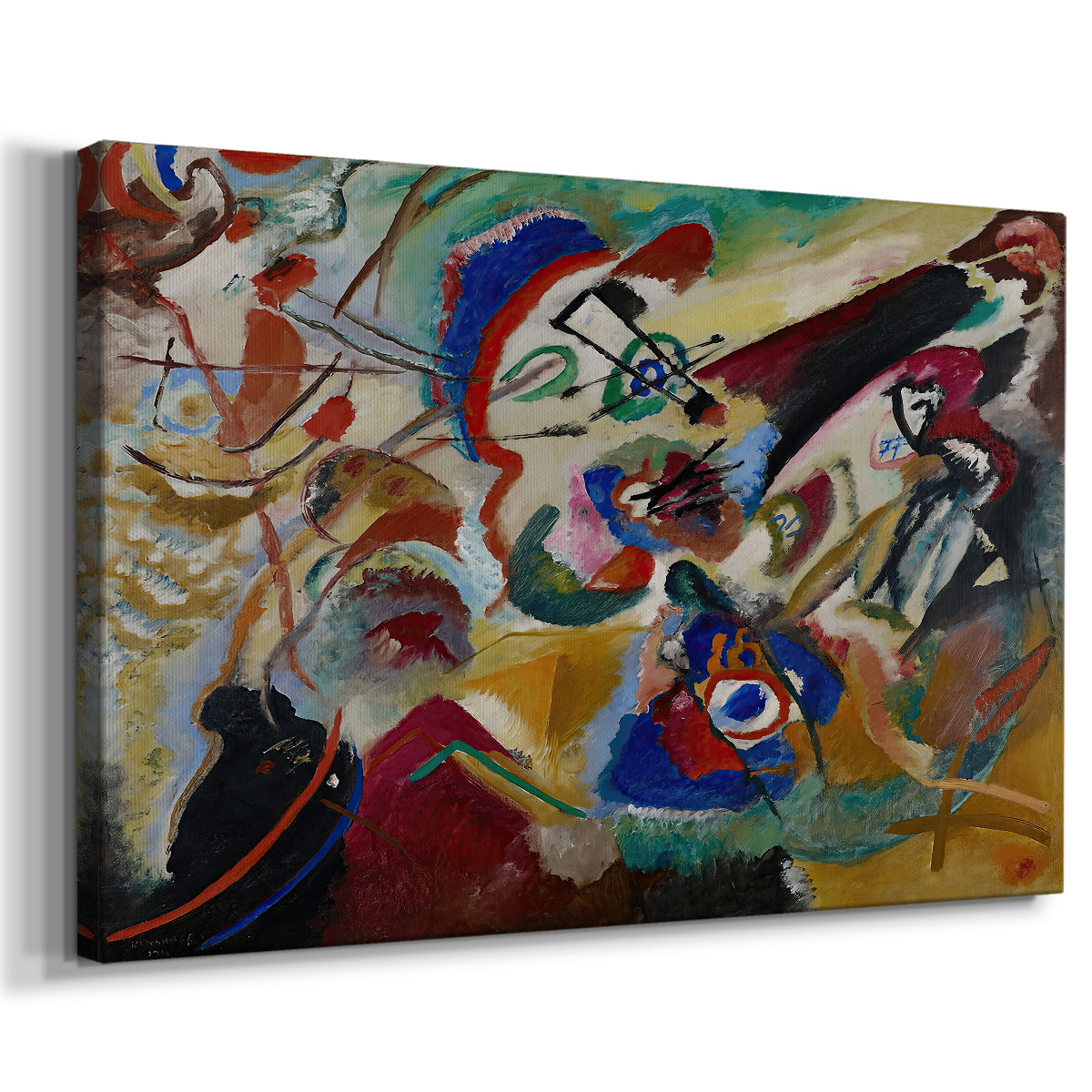 Canvas art print featuring an expressive partial composition emphasizing structure and movement, displayed at an angle