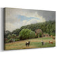 Canvas art print featuring a pastoral farm scene with livestock in open field, displayed at an angle