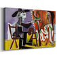 Canvas art print featuring a cubist scene showing interaction, displayed at an angle