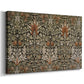 Canvas art print featuring a decorative textile with stylized flowers arranged in vertical rhythm, displayed at an angle