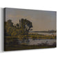 Canvas art print featuring a pastoral landscape with water and soft vegetation, displayed at an angle