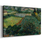 Canvas art print featuring an expressive landscape with flowers and open countryside, displayed at an angle