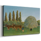 Canvas art print featuring a pastoral countryside with livestock scattered across field, displayed at an angle