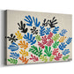 Canvas art print featuring a modernist cut-out composition with botanical forms, displayed at an angle