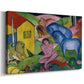 Canvas art print featuring an expressionist scene with overlapping forms and geometric shapes, displayed at an angle