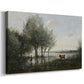 Canvas art print featuring a tranquil wetland scene with reflections and vegetation, displayed at an angle