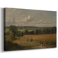 Canvas art print featuring a pastoral landscape with figures and terrain, displayed at an angle