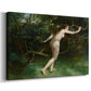 Canvas art print featuring a classical depiction in garden-like environment, displayed at an angle