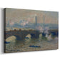 Canvas art print featuring an impressionist depiction of bridge with soft gray tones and haze, displayed at an angle
