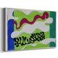 Canvas art print featuring a colorful modernist collage inspired by a lagoon, displayed at an angle