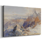 Canvas art print featuring a high mountain landscape featuring dramatic ridges and glacier terrain, displayed at an angle