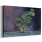 Canvas art print featuring a floral still life of a geranium plant in a pot, displayed at an angle