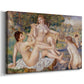 Canvas art print featuring an impressionist scene of female bathers gathered by water outdoors, displayed at an angle
