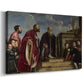 Canvas art print featuring a devotional portrait of multiple figures arranged around religious object, displayed at an angle