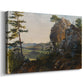 Canvas art print featuring a natural scene with rocks and trees, displayed at an angle