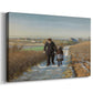 Canvas art print featuring a countryside scene with older figure guiding child through landscape, displayed at an angle