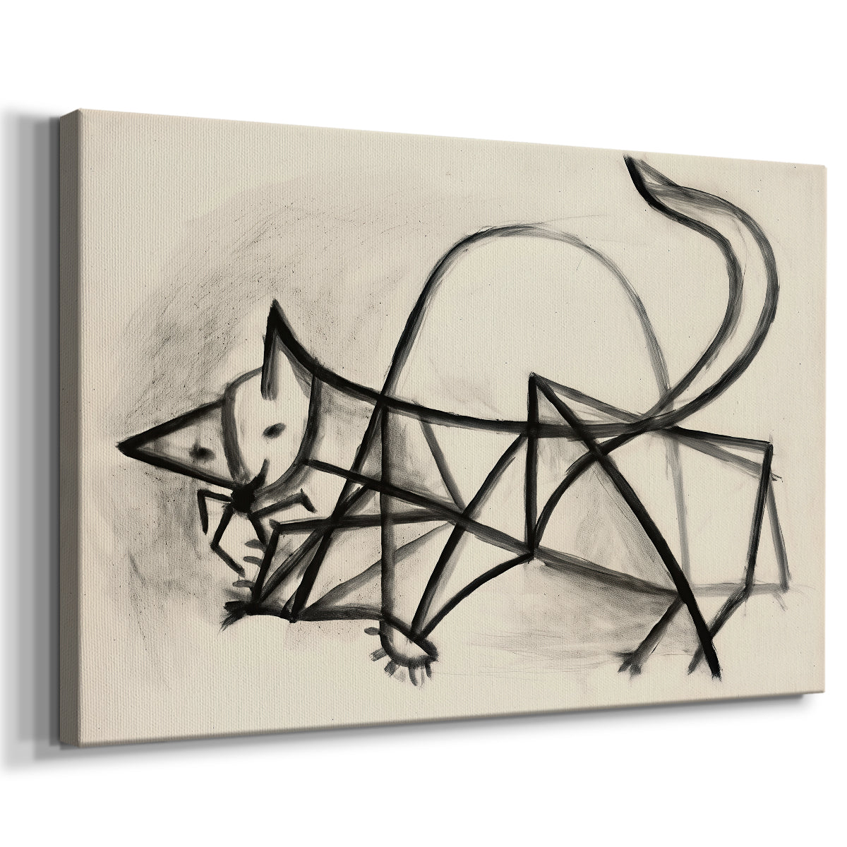 Canvas art print featuring a minimal animal study with contour lines, displayed at an angle