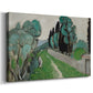 Canvas art print featuring an expressive countryside scene with tall trees and open sky, displayed at an angle
