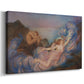 Canvas art print featuring an allegorical figure resting in atmospheric dusk setting, displayed at an angle