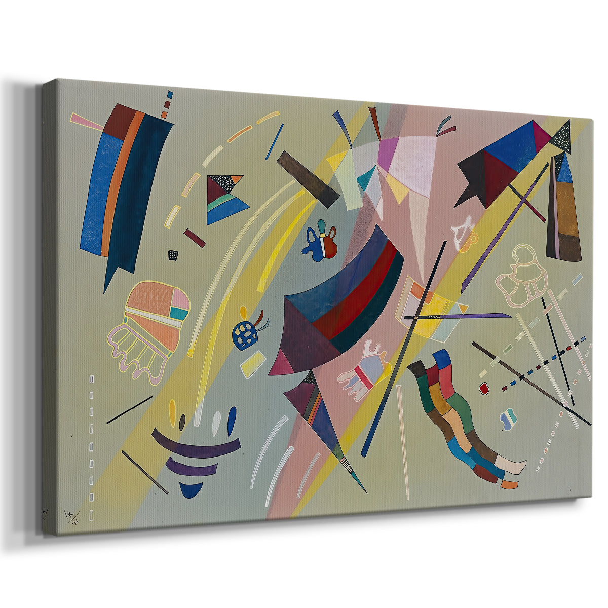Canvas art print featuring a modernist design emphasizing structure and spatial balance, displayed at an angle