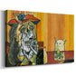 Canvas art print featuring a modern parody with human and animal, displayed at an angle