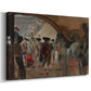 Canvas art print featuring a lively interior scene with people interacting before event, displayed at an angle