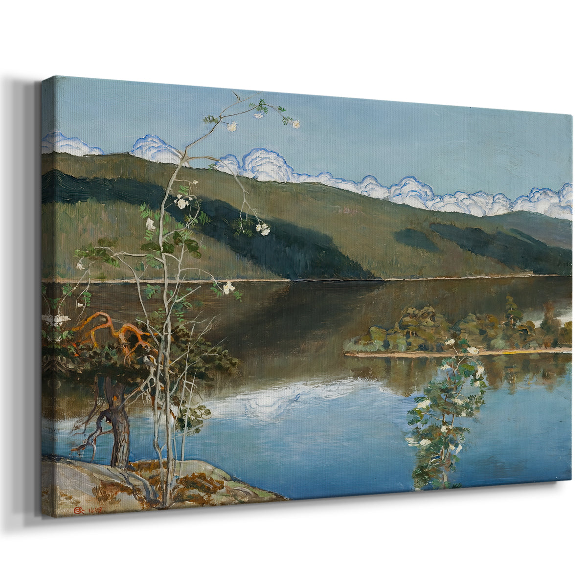 Canvas art print featuring a moody sky with storm clouds rolling across a wide natural landscape, displayed at an angle