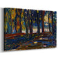 Canvas art print featuring an expressive scene emphasizing seasonal color and vertical forms, displayed at an angle