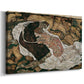 Canvas art print featuring a symbolic scene of mortality with two figures clinging together, displayed at an angle