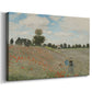 Canvas art print featuring an impressionist countryside scene with flowers and strolling figures, displayed at an angle