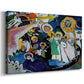 Canvas art print featuring an expressive scene with layered shapes implying crowd or gathering, displayed at an angle