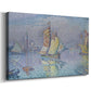Canvas art print featuring a coastal scene with bold sail, displayed at an angle