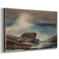Canvas art print featuring a coastal scene showing water advancing toward land, displayed at an angle