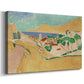 Canvas art print featuring a Fauvist landscape with bold color blocks and seaside view, displayed at an angle