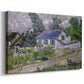 Canvas art print featuring an expressive village scene with buildings and natural surroundings, displayed at an angle