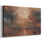 Canvas art print featuring a dramatic natural scene with fire and ash, displayed at an angle