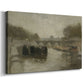 Canvas art print featuring an impressionist scene of a bridge softened by mist and light, displayed at an angle
