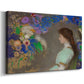 Canvas art print featuring a symbolic portrait with muted tones, displayed at an angle