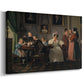 Canvas art print featuring a portrait scene with individuals arranged in formal interior, displayed at an angle