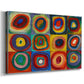Canvas art print featuring a systematic exploration of color relationships within repeated structure, displayed at an angle
