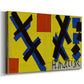Canvas art print featuring a modernist cover design with geometric elements and contrast, displayed at an angle