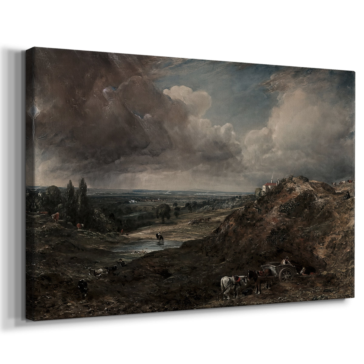 Canvas art print featuring a natural scene with water and vegetation, displayed at an angle