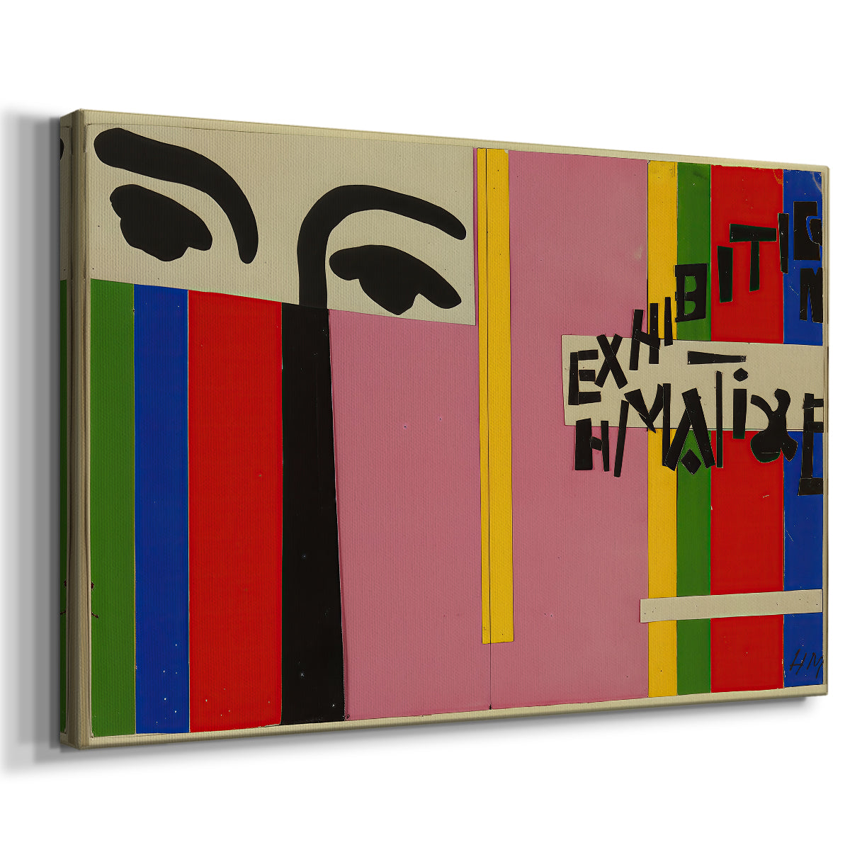 Canvas art print featuring a modernist composition featuring bold lines and color blocks, displayed at an angle