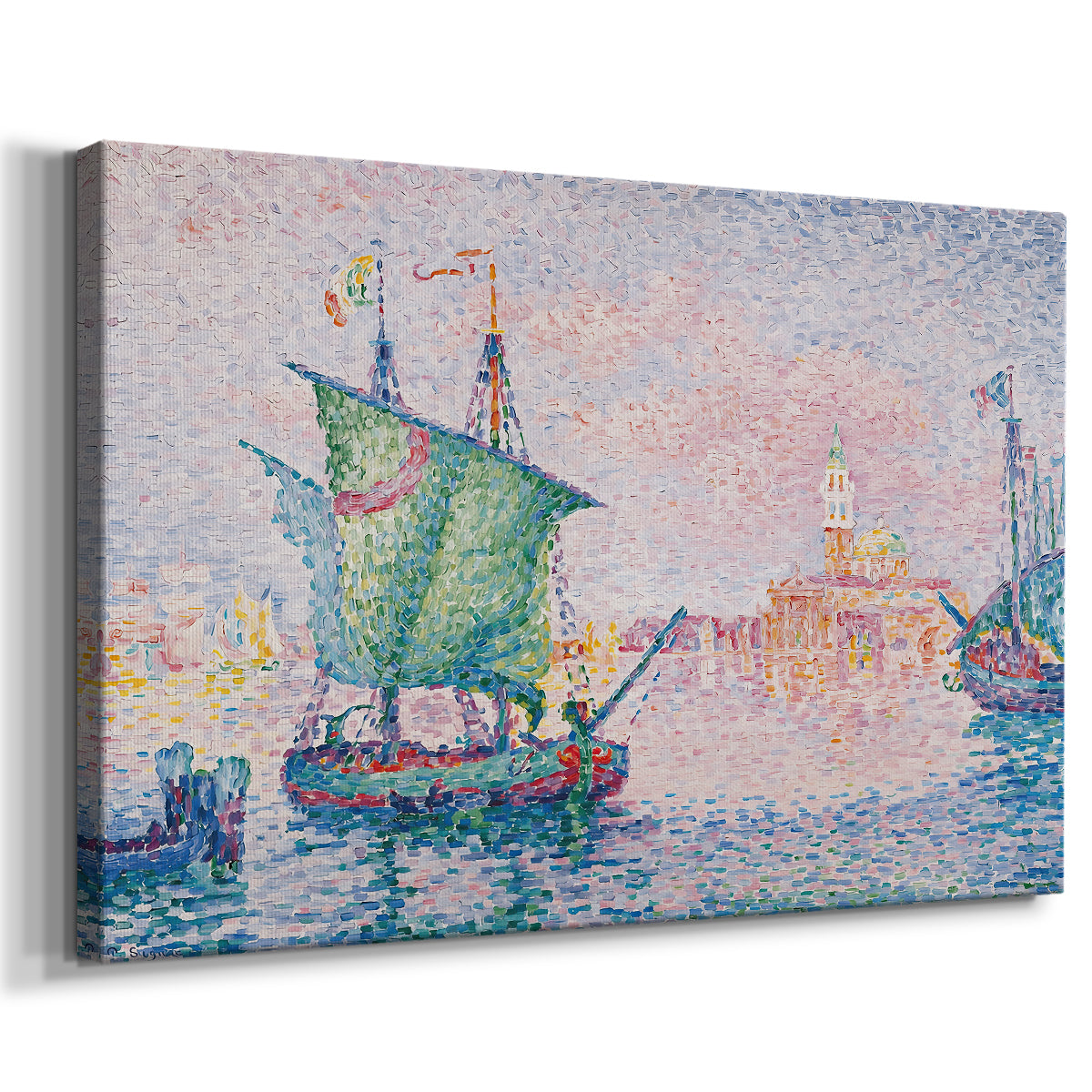 Canvas art print featuring an atmospheric coastal scene, displayed at an angle