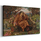 Canvas art print featuring a dramatic allegory of suffering with figure engulfed in fiery environment, displayed at an angle