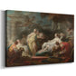 Canvas art print featuring a Rococo scene of figures interacting in decorative interior, displayed at an angle