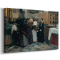 Canvas art print featuring a devotional scene with people participating in ritual, displayed at an angle