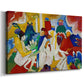 Canvas art print featuring an expressive scene with vibrant tones and loosely defined forms, displayed at an angle