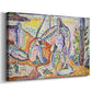 Canvas art print featuring an expressive seaside gathering with reclining and seated figures, displayed at an angle