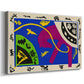 Canvas art print featuring a modernist collage combining animal and performer forms, displayed at an angle